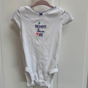 Carter's 12M Girls White Bodysuit with My Mommy Loves Me Short Sleeve Onesie
